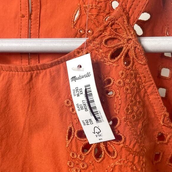 Madewell Eyelet A-Line Halter Tank Top in Copperwashed Orange XXS NWT - Picture 6 of 8